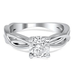 1.75 Ct Solitaire Cushion Cut Real Diamond Ring White Gold