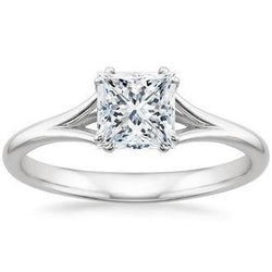 1.75 Ct Solitaire Princess Cut Real Diamond Anniversary Ring White Gold 14K