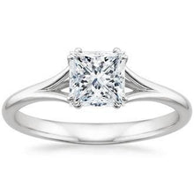 1.75 Ct Solitaire Princess Cut Real Diamond Anniversary Ring White Gold 14K