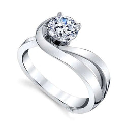 1.75 Ct Solitaire Round Real Diamond Split Shank Wedding Ring White Gold