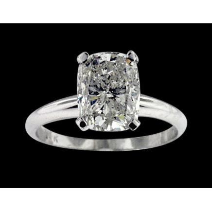1.75 Ct. Cushion Real Diamond Solitaire Ring White Gold