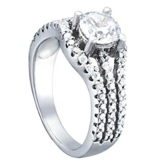 1.75 Ct. Round Real Diamond Solitaire With Accents Ring Split Shank