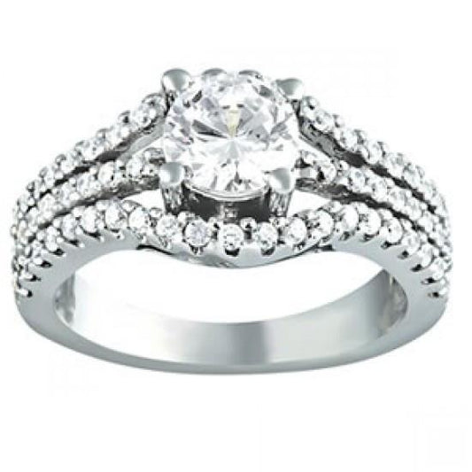 1.75 Ct. Round Real Diamond Solitaire With Accents Ring Split Shank