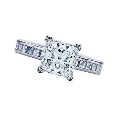 1.76 Carat Real Diamonds Princess Cut Engagement Ring White Gold