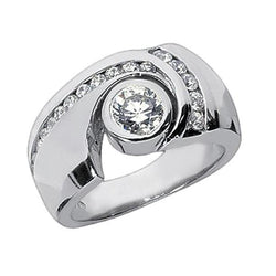 1.76 Carat Round Natural Diamond Ring With Accents White Gold 14K
