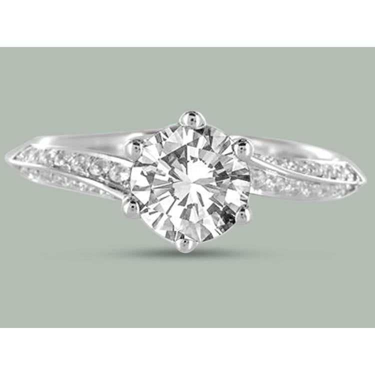 1.76 Carat Round Real Diamond Solitaire With Accents 