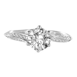 1.76 Carat Round Real Diamond Solitaire With Accents Engagement Ring