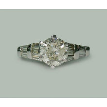 1.77 Carat Round & Baguette Real Diamonds Engagement Ring White Gold