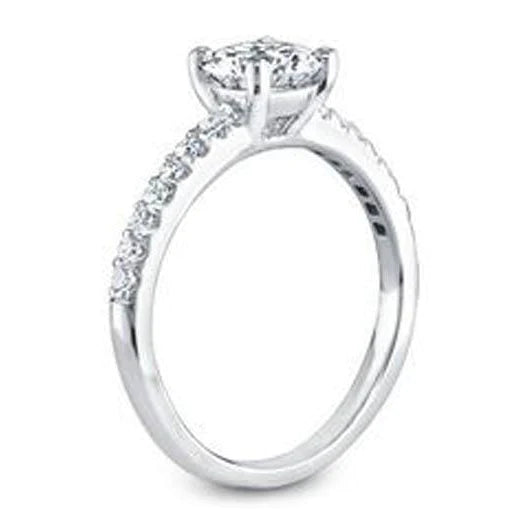 1.79 Ct Real Diamond Engagement Ring Accented White Gold 14K