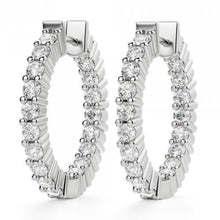 1.8 Ct Prong Set Round Real Natural Earth Mined Diamond Hoop Earring