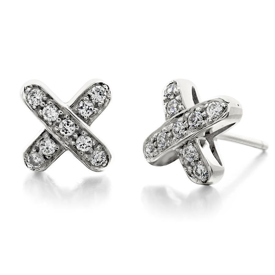 1.8 Ct Round Genuine Diamond Cross Stud Earring 14K White Gold