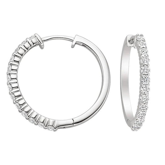 1.8 Ct Sparkling Round Real Diamond Ladies Hoop Earring