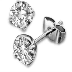 1.80 Carat Round Solitaire Natural Diamond Stud Earring White Gold 14K