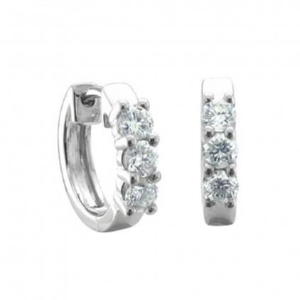 1.80 Carats Round Cut Genuine Diamond Hoop Women Earrings 14K White Gold