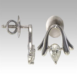 1.80 Ct Prong Set Pear Cut Genuine Diamond Ladies Stud Earring White Gold