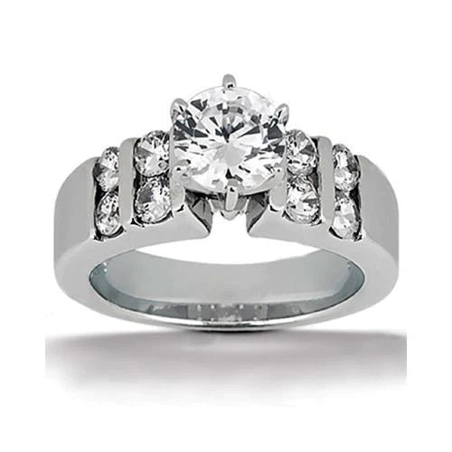 1.80 Ct. Round Real Diamond Solitaire With Accents Engagement Ring