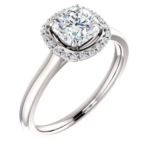 1.81 Carat Cushion & Halo Round Real Diamond Anniversary Ring WG 14K