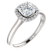 1.81 Carat Cushion & Halo Round Real Diamond Anniversary Ring WG 14K