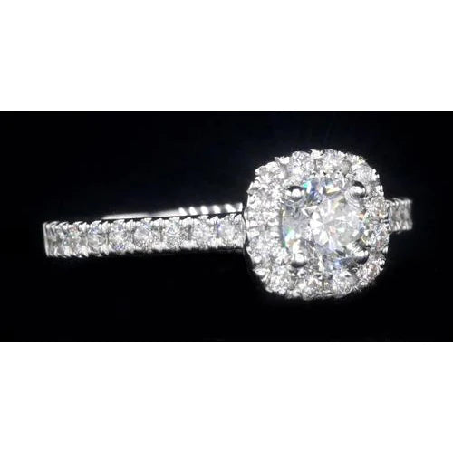 1.84 Carats Halo Setting Engagement Ring  Real Diamond White Gold 14K