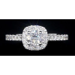 1.84 Carats Halo Setting Engagement Ring Natural Earth Mined Diamond White Gold 14K