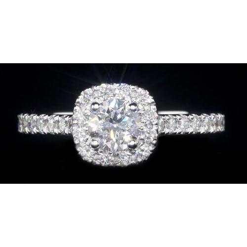 1.84 Carats Halo Setting Engagement Ring  Real Diamond White Gold 14K