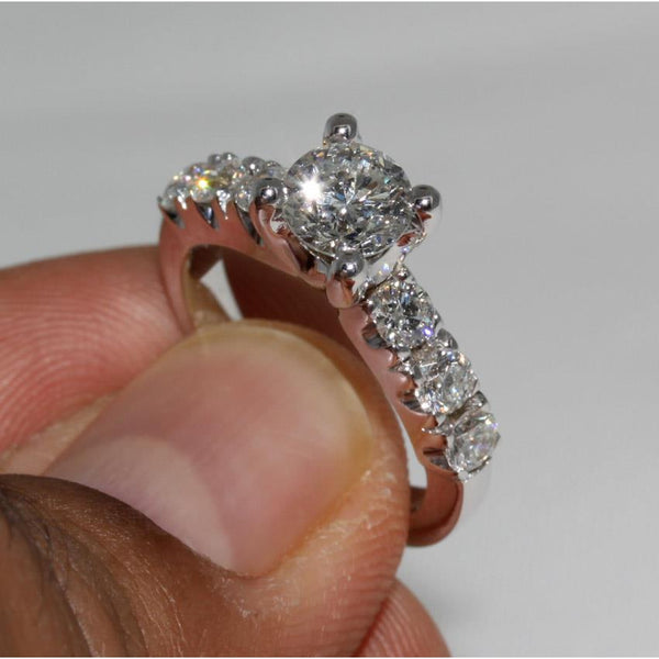 1.85 Carat Real Diamonds Engagement Ring White Gold