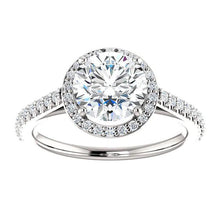 1.85 Carat Round Real Diamond Halo Ring White Gold 14K