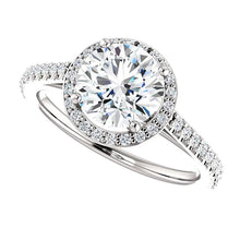 1.85 Carat Round Real Diamond Halo Ring White Gold 14K