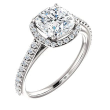 1.85 Carat Round Real Diamond Halo Ring White Gold 14K