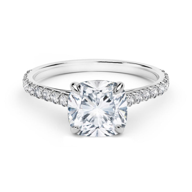 1.85 Carats Cushion Solitaire With Accents Natural Diamond Ring White Gold 14K