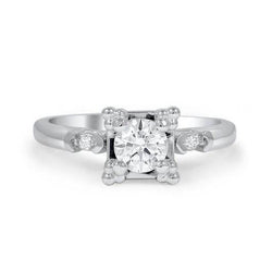 1.85 Carats Round Genuine Diamond Engagement Ring Prong Set White Gold