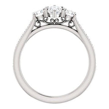 1.85 Ct. 3 Stone Marquise With Round Halo Real Diamonds Ring New
