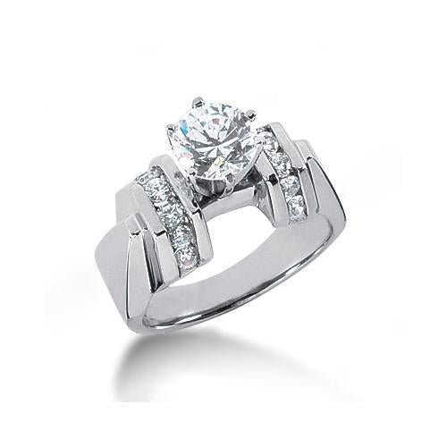 1.85 Ct. Real Diamond Engagement Fancy Ring White Gold 14K
