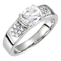 1.86 Carat Round Brilliant Real Diamond Ring With Accents White Gold 14K