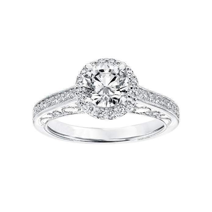 1.86 Ct Real Diamond Antique Style Wedding Halo Ring White Gold