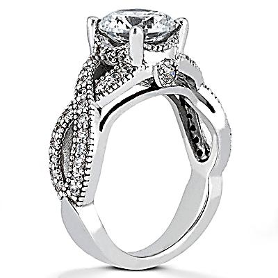 1.87 Carats Real Diamond Engagement Ring Twisted Shank Round Cut