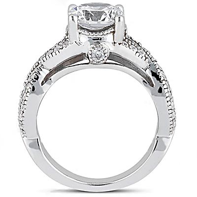 1.87 Carats Real Diamond Engagement Ring Twisted Shank Round Cut