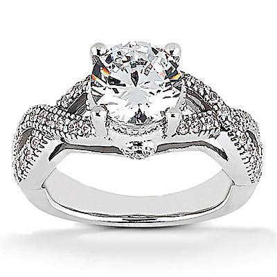1.87 Carats Real Diamond Engagement Ring Twisted Shank Round Cut