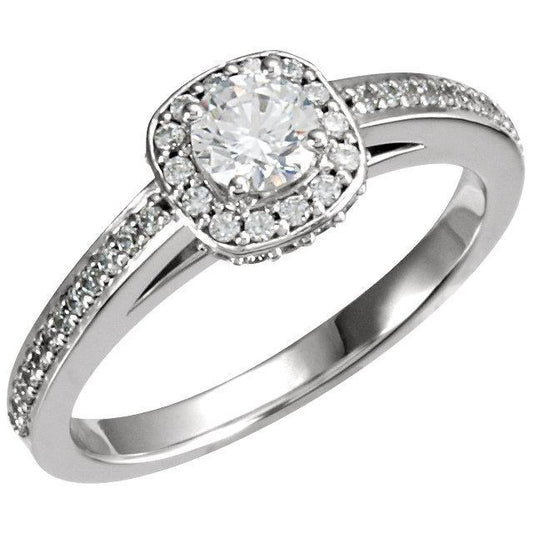 1.89 Carat Round Natural Diamond Solitaire With Accents Halo Ring
