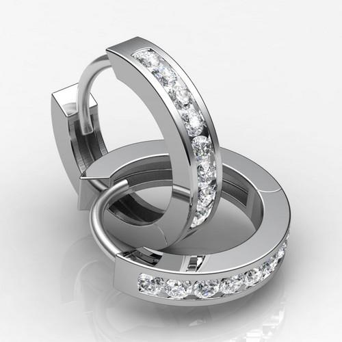 1.9 Ct Round Channel Set Real Diamond Hoop Earring