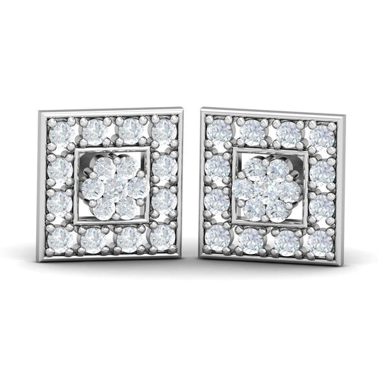 1.9 Ct Round Cut Real Diamond Stud Halo Earring White Gold