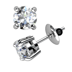 1.90 Carats Stud Natural Diamond Fine Earring Gold 14K