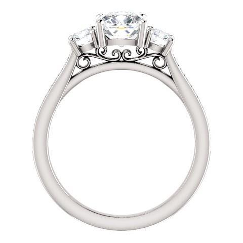 1.90 Ct 3 Stone Cushion Genuine Diamond Engagement Ring Band White Gold 2