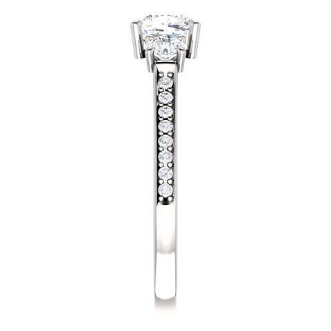 1.90 Ct 3 Stone Cushion Genuine Diamond Engagement Ring Band White Gold 3