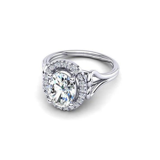 1.90 Ct Oval Real Diamond Anniversary Halo Ring