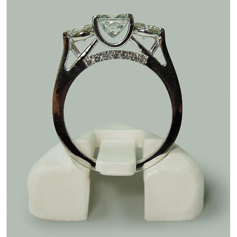 1.95 Carats Princess & Round Natural Diamond Ring White Gold