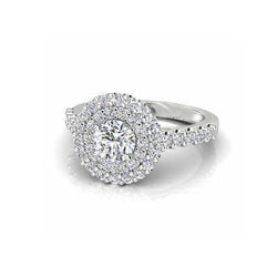 1.95 Carats Round Halo Natural Earth Mined Diamond Wedding Ring