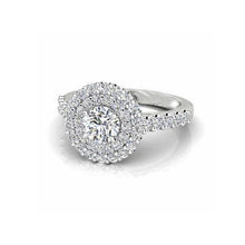 1.95 Carats Round Halo Real Diamond Wedding Ring