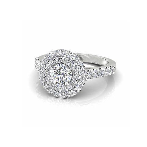 1.95 Carats Round Halo Real Diamond Wedding Ring