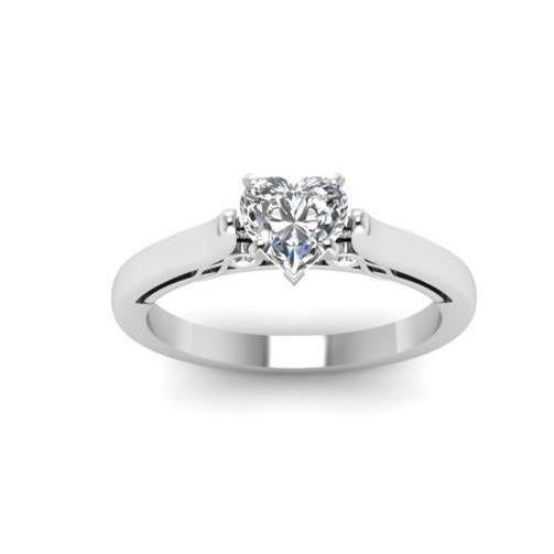 1.95 Ct. Heart and Round Real Diamond Anniversary Ring White Gold 14K
